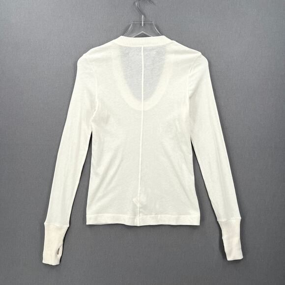 ENZA COSTA Cashmere Easy Cuffed U Neck Long Sleeve Top Womens Small Cream NEW - Picture 5 of 16